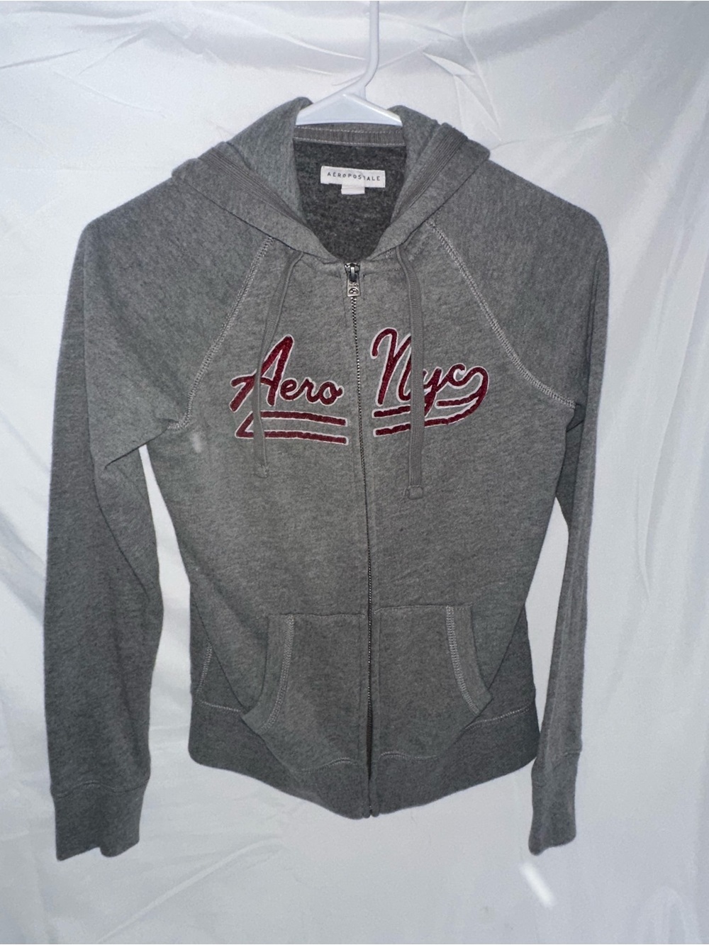 Aeropostale Aero NYC Gray Full Zip Hoodie XS Y2K